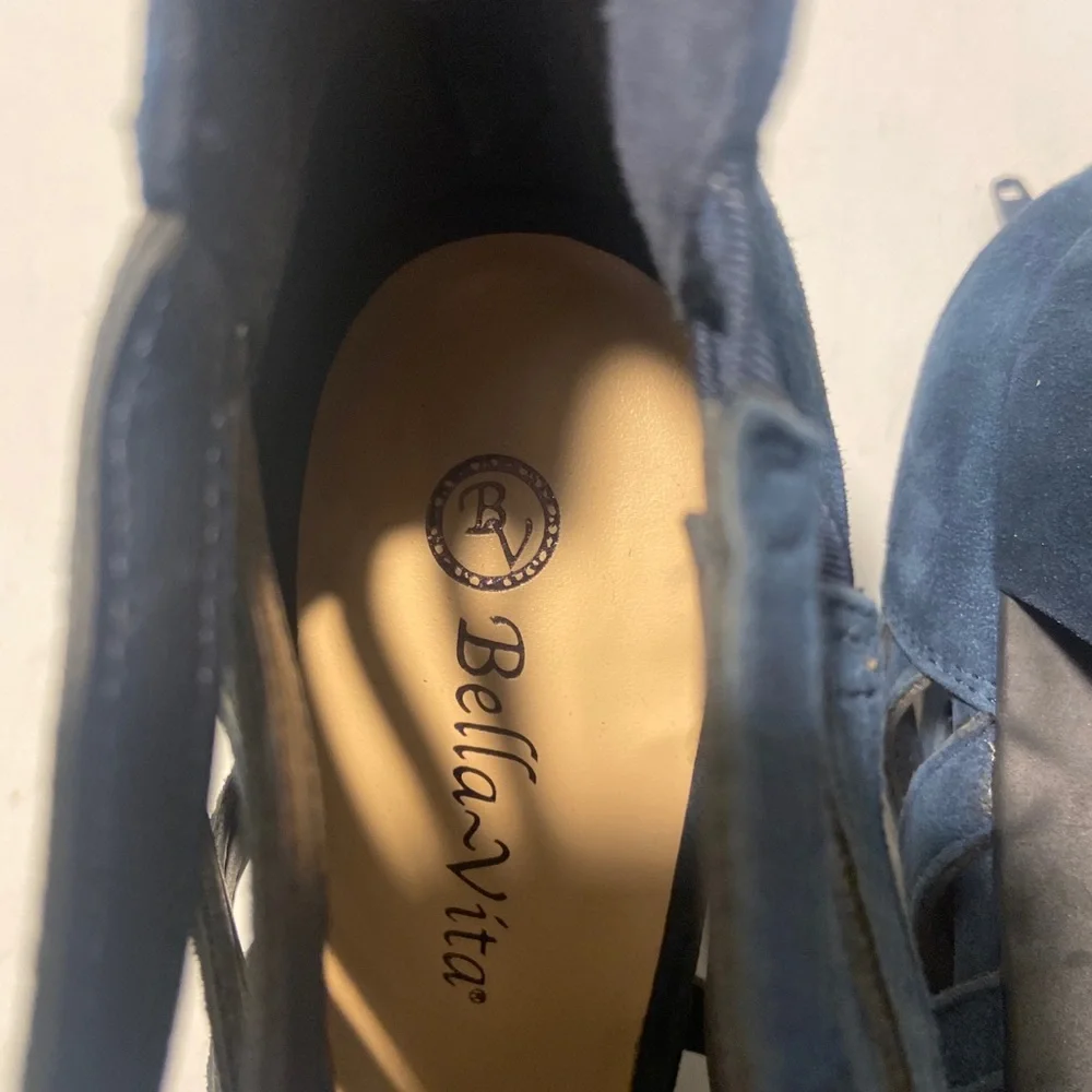 Bella Vita blue suede ankle booties peep toes zip up heels various sizes ALL NWT - Picture 6 of 7